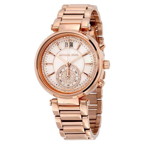 michael kors sawyer rose gold tone ladies watch